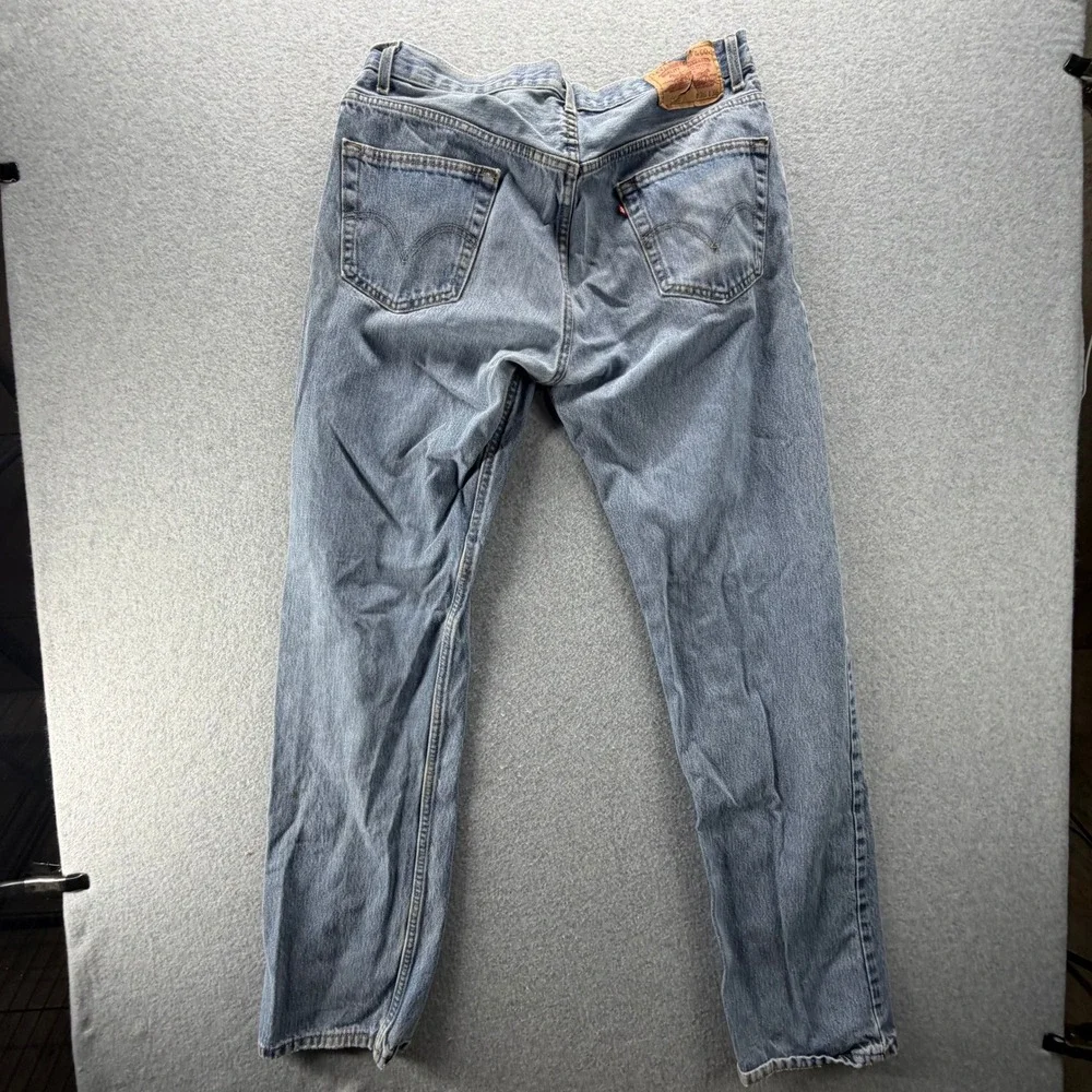 Levis 505 Regular Fit Jeans Mens 36x36 Light‎ Wash Blue Denim Straight Leg